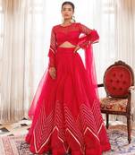 Dil Sharifa Hot Pink Organza Lehenga Set