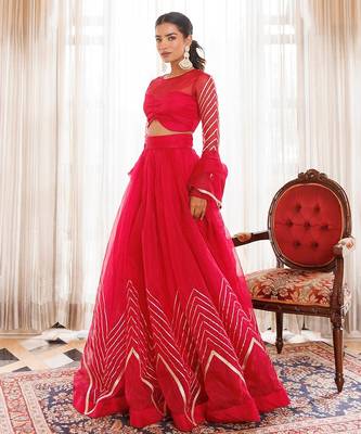 Dil Sharifa Hot Pink Organza Lehenga Set 2