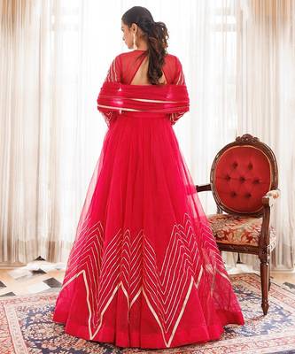 Dil Sharifa Hot Pink Organza Lehenga Set 5