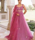 Bejewelled Purple Mukaish Work Lehenga Set