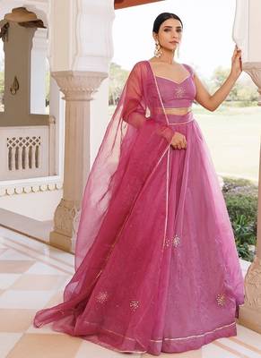 Bejewelled Purple Mukaish Work Lehenga Set 2