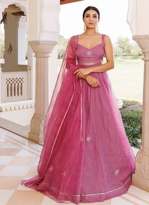 Bejewelled Purple Mukaish Work Lehenga Set 3