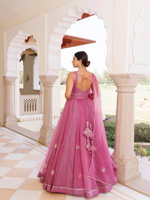 Bejewelled Purple Mukaish Work Lehenga Set 5