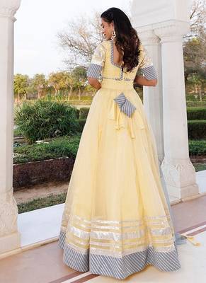 Morning Sun Yellow and Grey Organza Lehenga Set 5