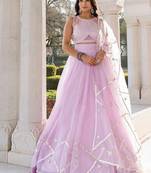 Petal Purple Organza Lehenga Set