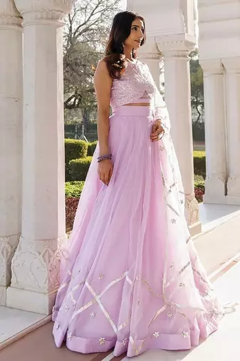 Petal Purple Organza Lehenga Set