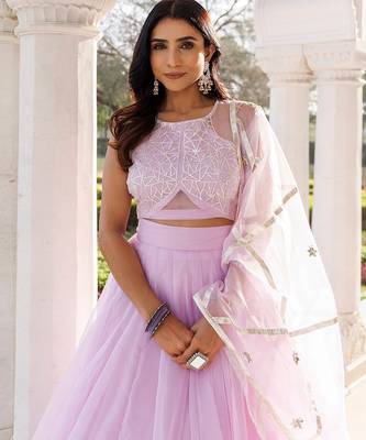 Petal Purple Organza Lehenga Set 3