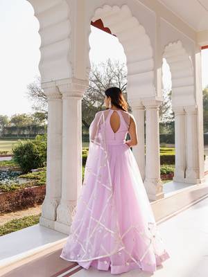 Petal Purple Organza Lehenga Set 4