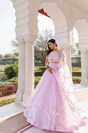 Petal Purple Organza Lehenga Set