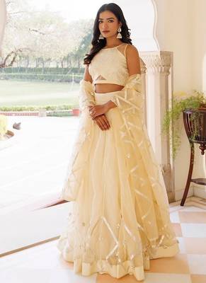 Petal Yellow Organza Lehenga Set 1
