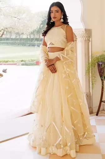 Petal Yellow Organza Lehenga Set