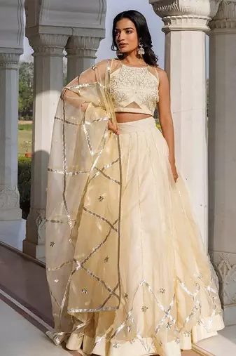 Petal Yellow Organza Lehenga Set