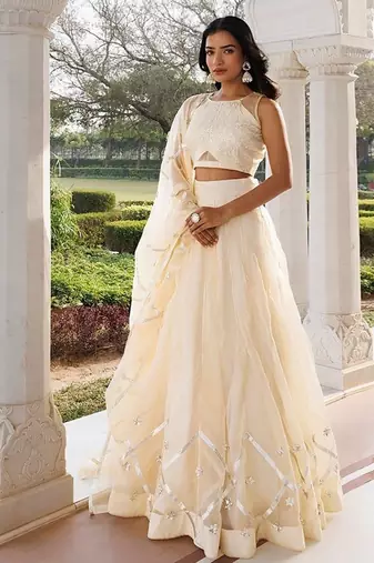 Petal Yellow Organza Lehenga Set