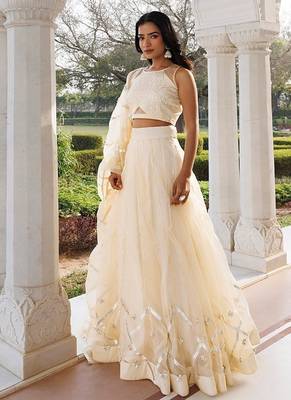Petal Yellow Organza Lehenga Set 4