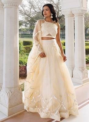 Petal Yellow Organza Lehenga Set 5