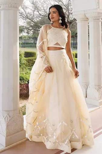 Petal Yellow Organza Lehenga Set