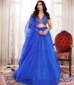 Dazzle Blue Organza Lehenga Set
