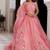 Eleganca in Bloom Pink Handpainted Organza Lehenga Set