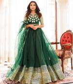 Emerald Green Organza Lehenga Set