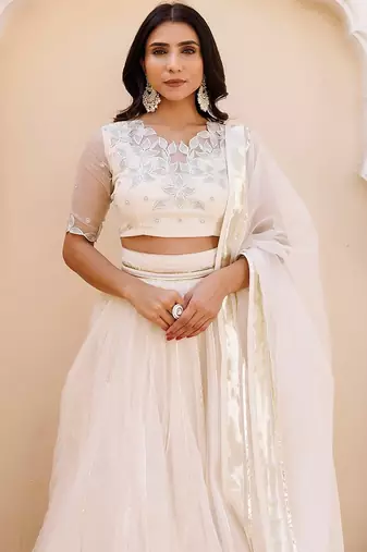 White Whisper Organza Lehenga Set