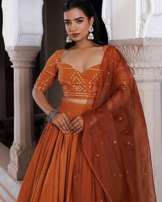 Mocha Bisque Brown Cotton Lehenga Set 3