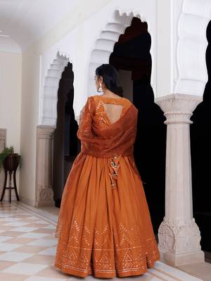Mocha Bisque Brown Cotton Lehenga Set 4