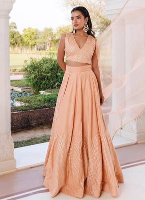Coral Sand Silk Lehenga Set 1
