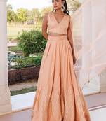 Coral Sand Silk Lehenga Set