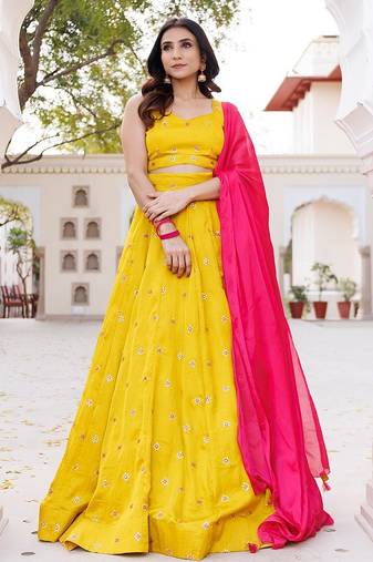 Nugget Gold Silk Lehenga Set