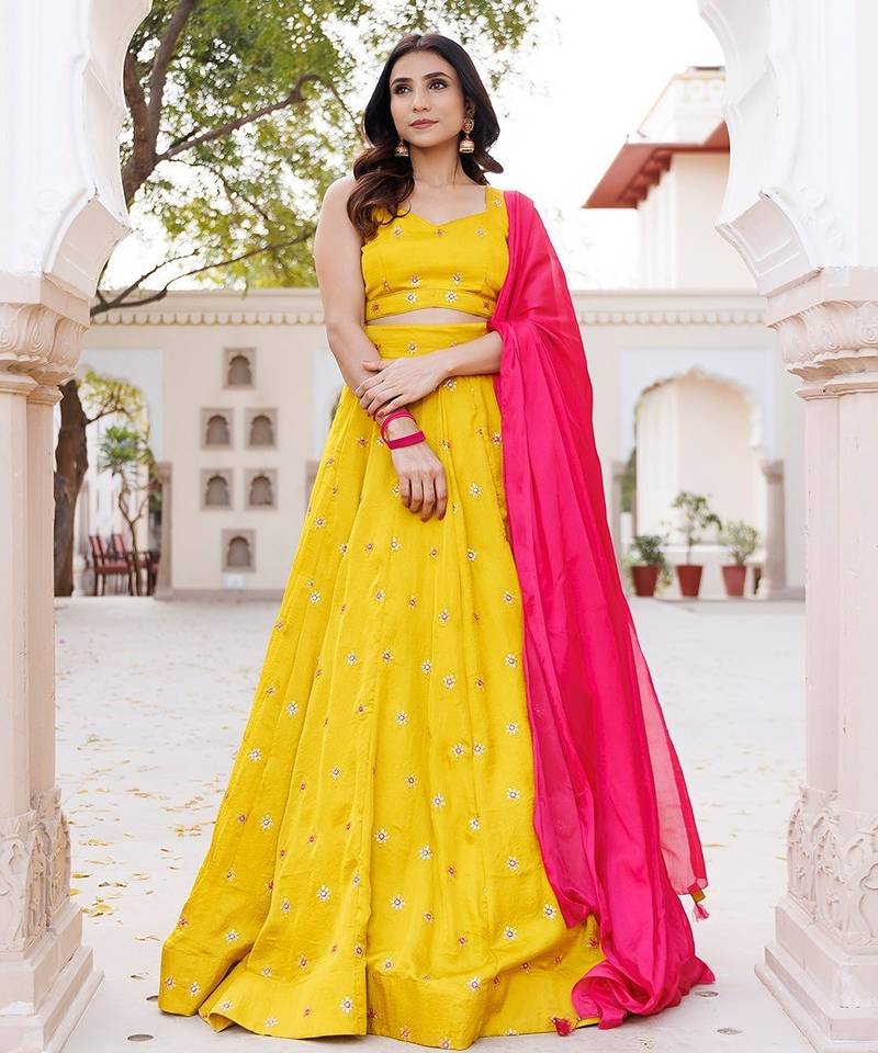 Nugget Gold Silk Lehenga Set