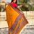 Mustard viscose silk position print & zari weaving saree with contrast blouse piece