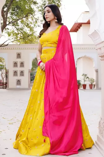Nugget Gold Silk Lehenga Set
