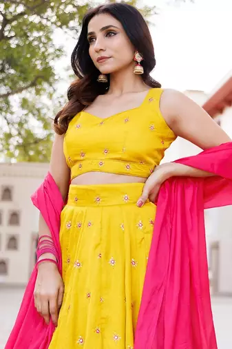 Nugget Gold Silk Lehenga Set