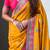 Mustard viscose silk position print & zari weaving saree with contrast blouse piece