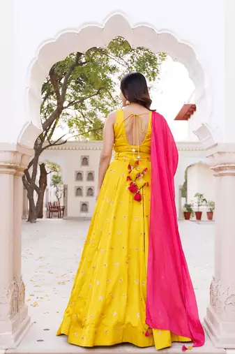Nugget Gold Silk Lehenga Set