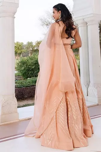 Coral Sand Silk Lehenga Set