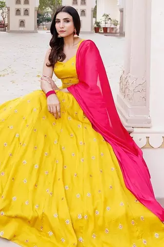 Nugget Gold Silk Lehenga Set
