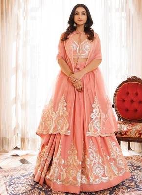 Peony Pink Cotton Embroidered Lehenga Set 1
