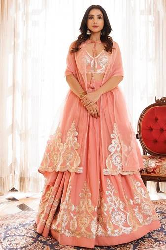 Peony Pink Cotton Embroidered Lehenga Set