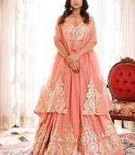 Peony Pink Cotton Embroidered Lehenga Set