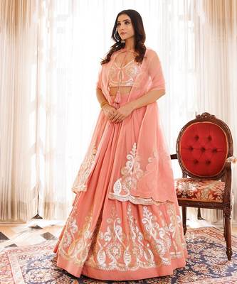 Peony Pink Cotton Embroidered Lehenga Set 2