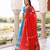Palace Blue and Red Cotton Lehenga Set
