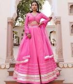 Pink Handwork Cotton Lehenga Set