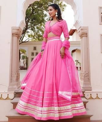 Pink Handwork Cotton Lehenga Set 2