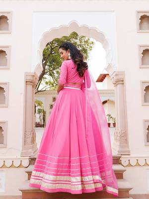 Pink Handwork Cotton Lehenga Set 4