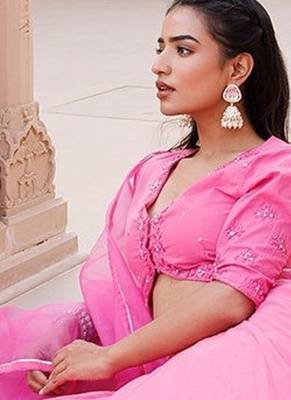 Pink Handwork Cotton Lehenga Set 5