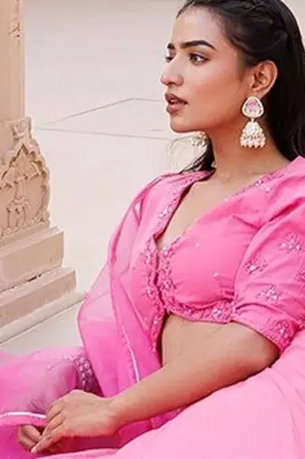 Pink Handwork Cotton Lehenga Set