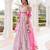 Mauve Chalk Pink Cotton Hand Printed Lehenga Set
