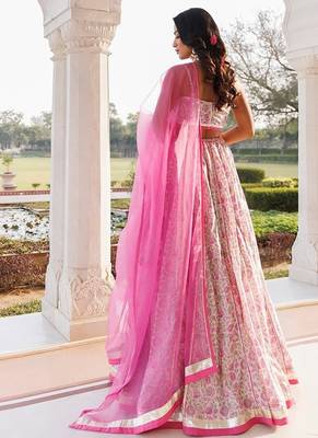 Mauve Chalk Pink Cotton Hand Printed Lehenga Set 4