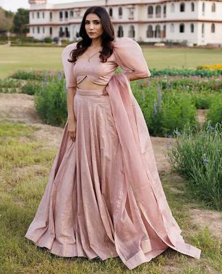 Rose Shadow Pink Handblock Printed Lehenga Set 3